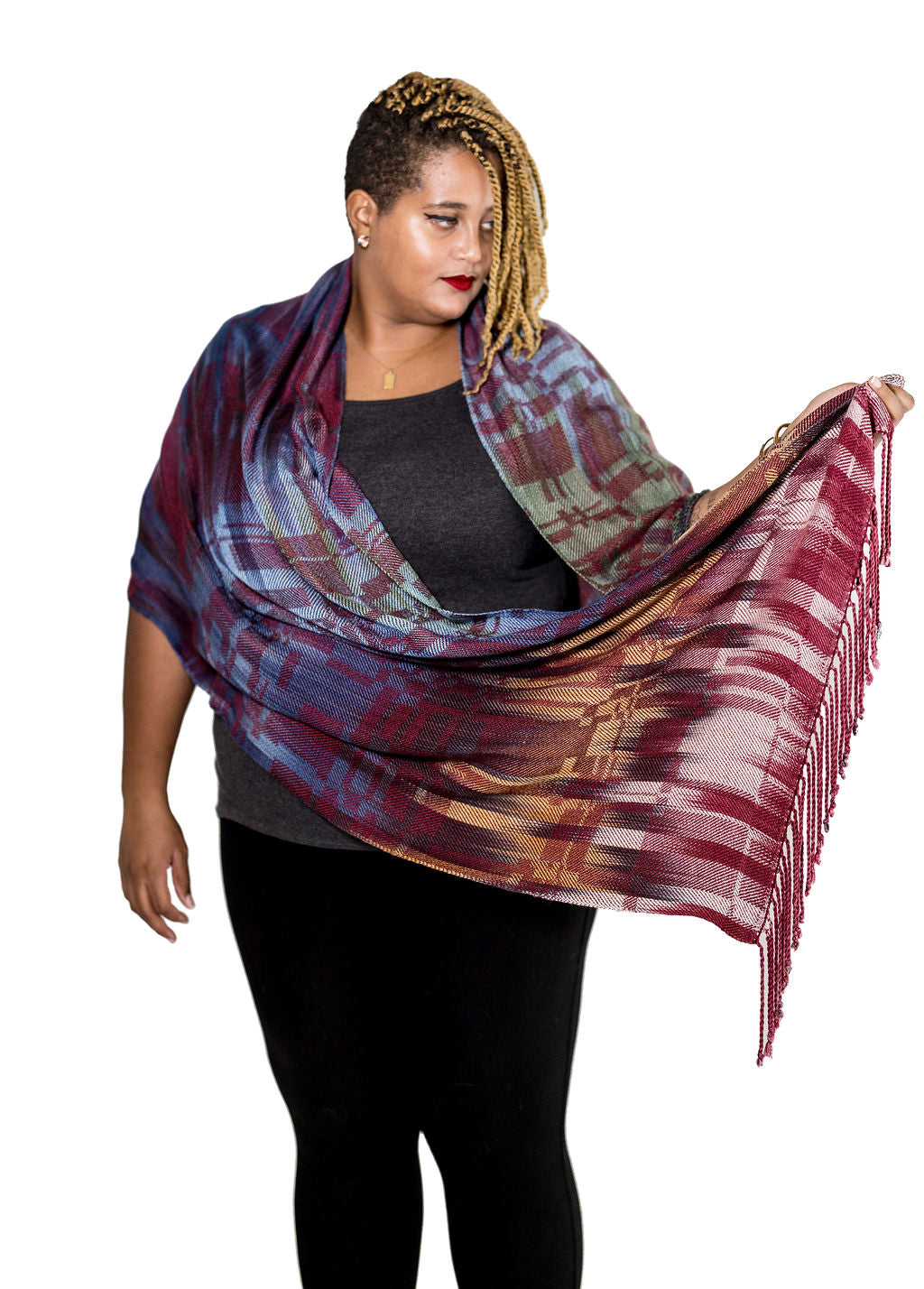 Wood Duck Tencel Shawl- Maroon