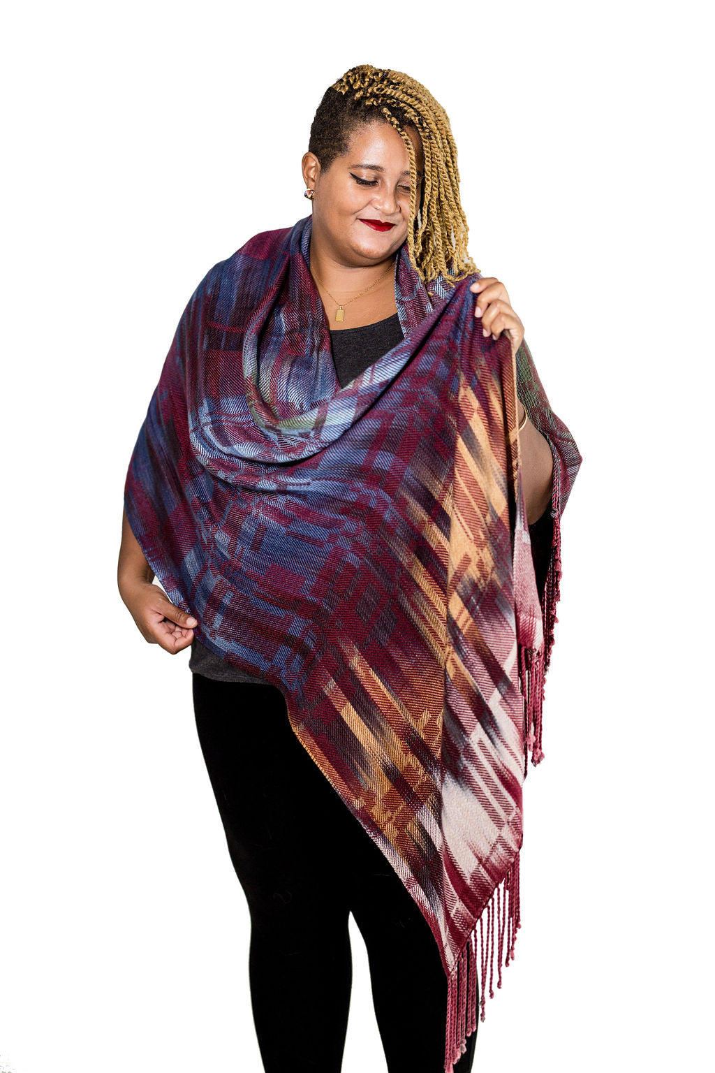 Wood Duck Tencel Shawl- Maroon