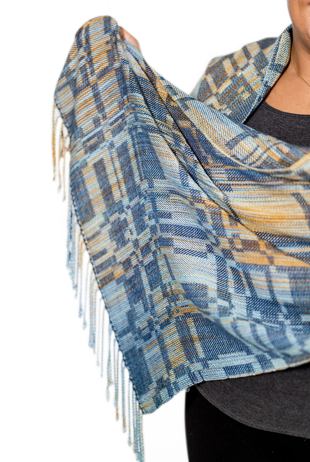 Blue Earred Kingfisher Tencel Shawl- Deep Navy