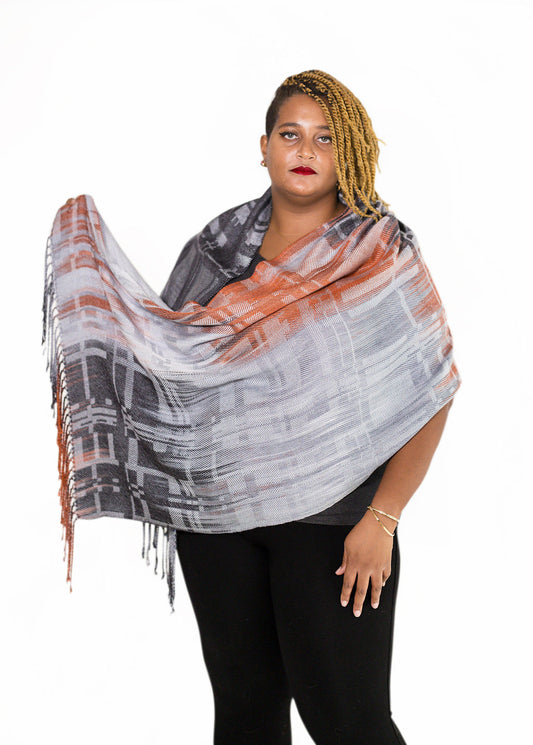 Harlequin Duck Tencel Shawl- Silver