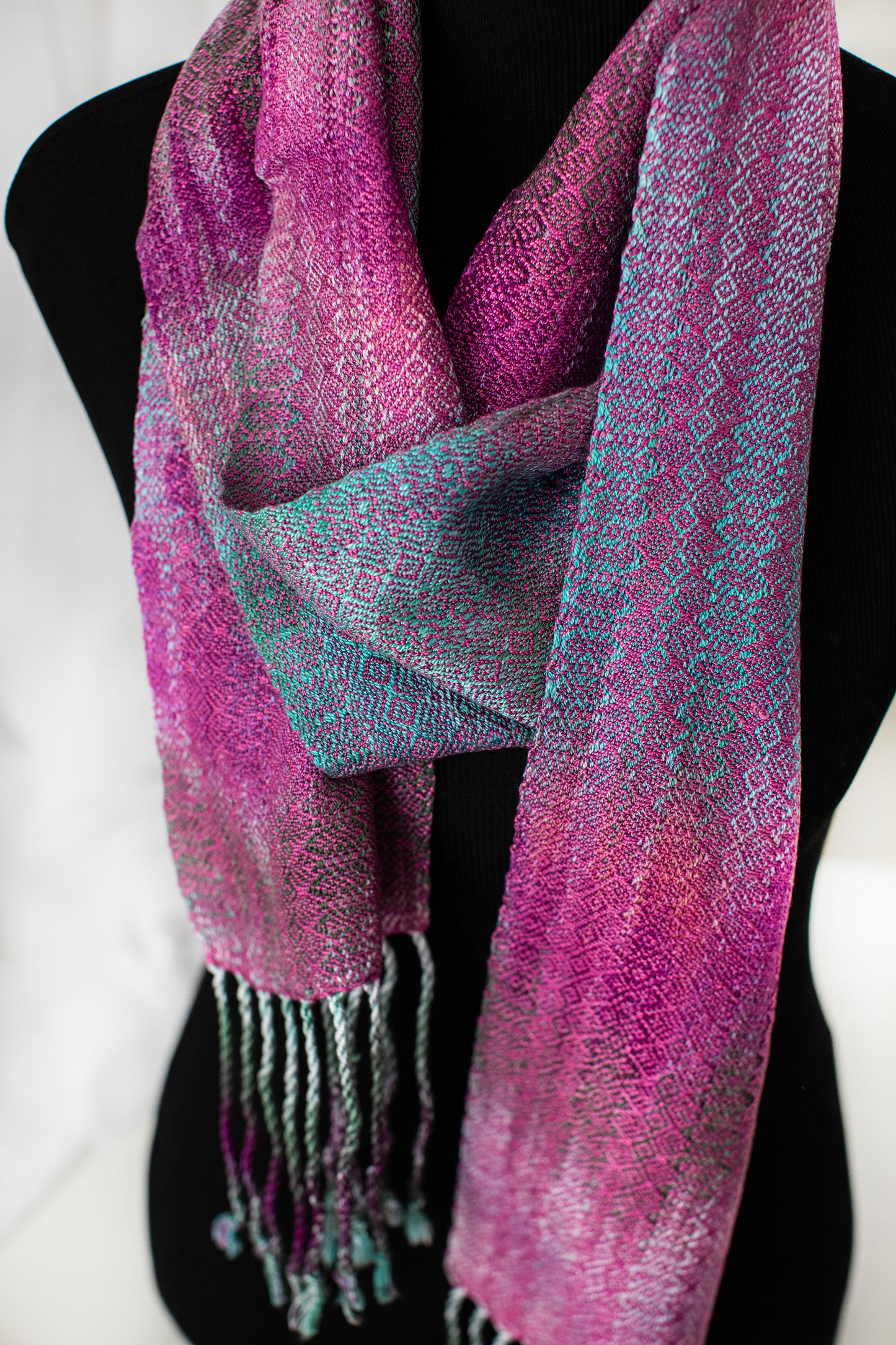 Kereru- Raspberry Seacell Skinny Scarf