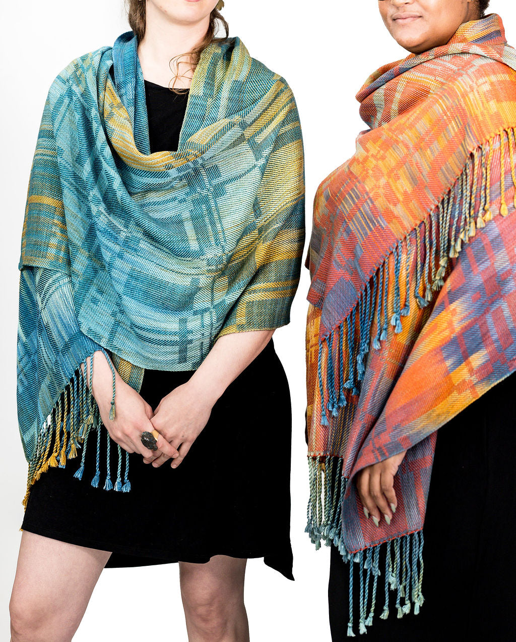 Blue Earred Kingfisher cotton and Tencel Shawl- Cayenne