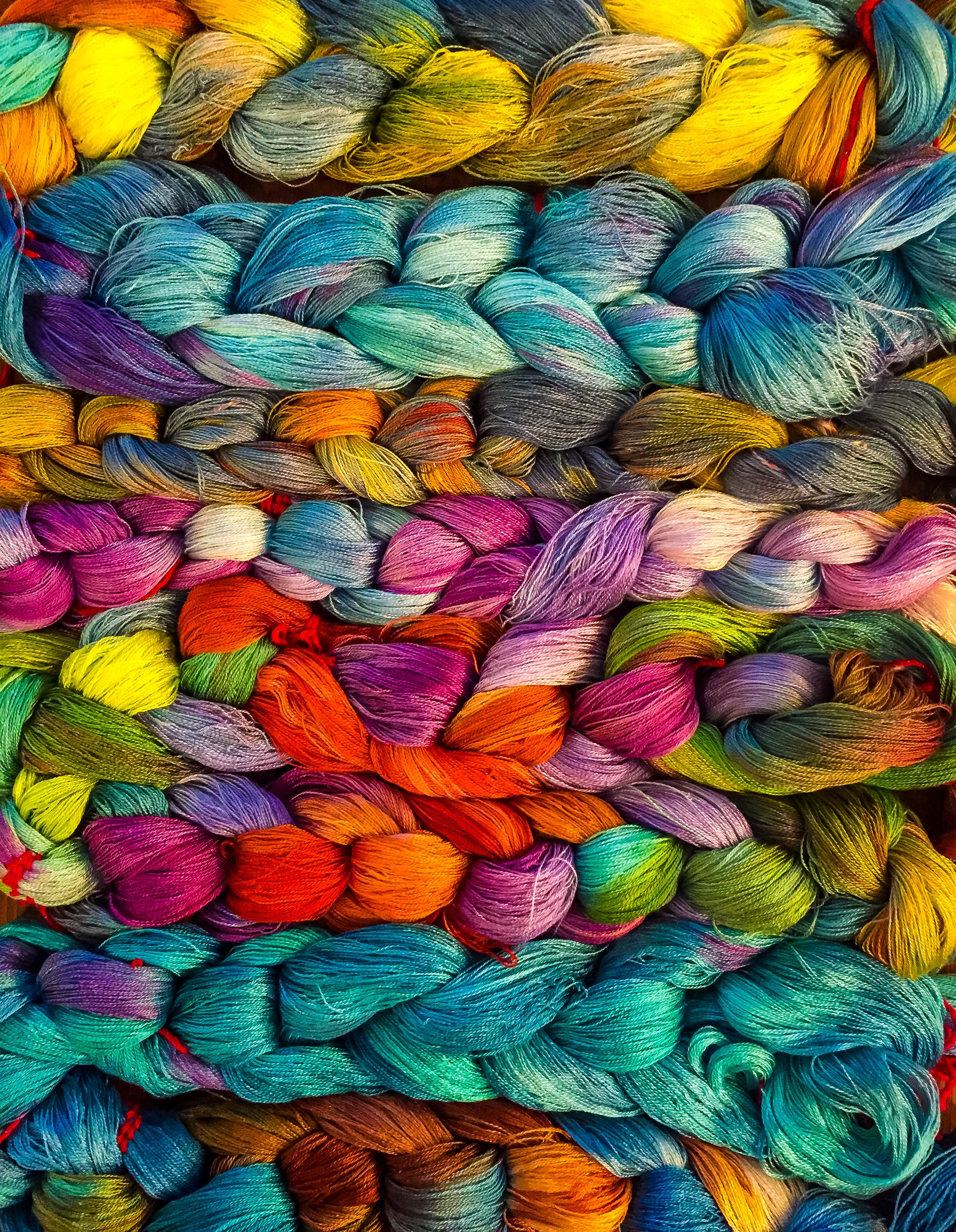 Hand dyded yarn, weaving, weaving yarns, tencel yarn 
