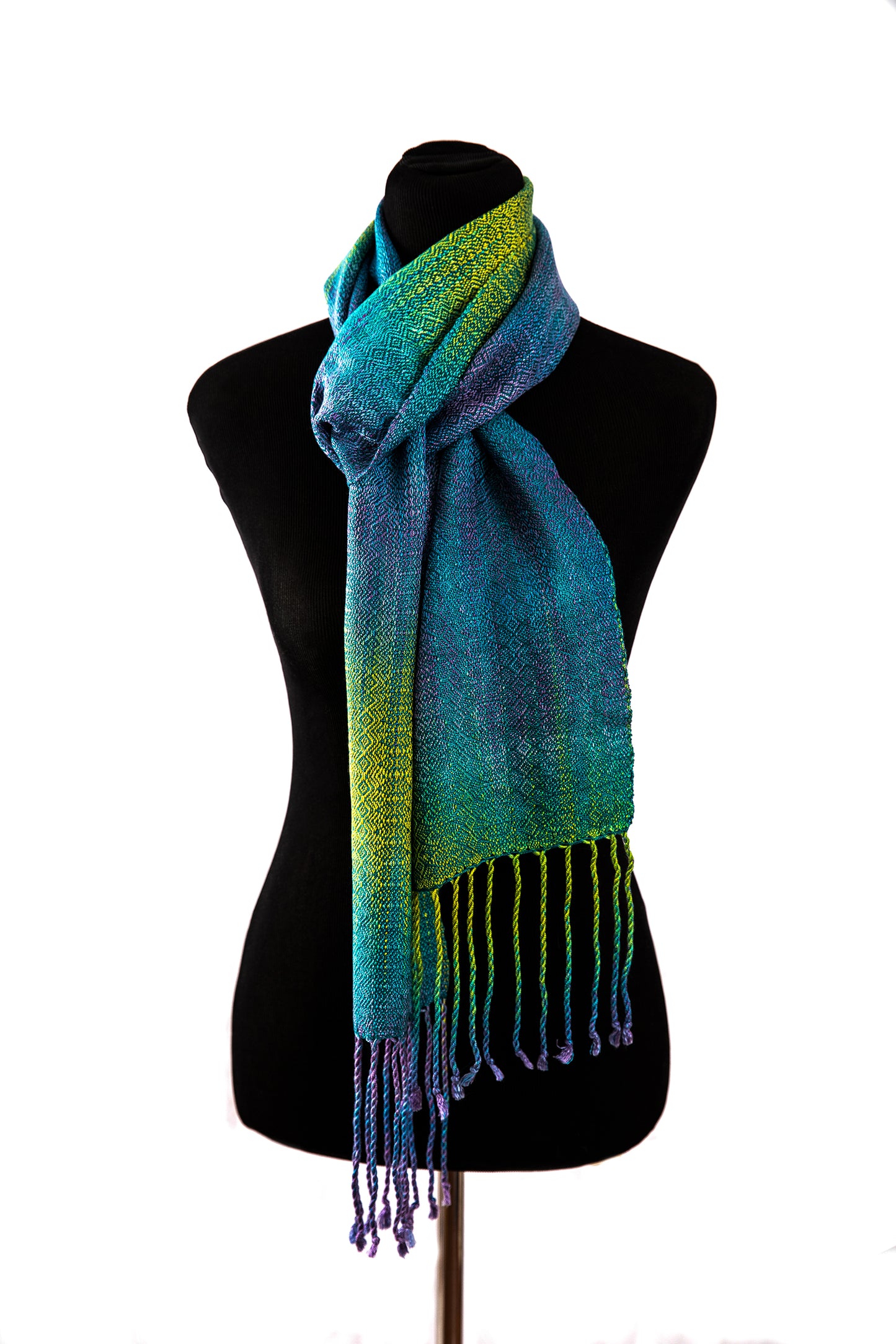 Himalayan Phesant Skinny Tencel scarf- Deep Teal