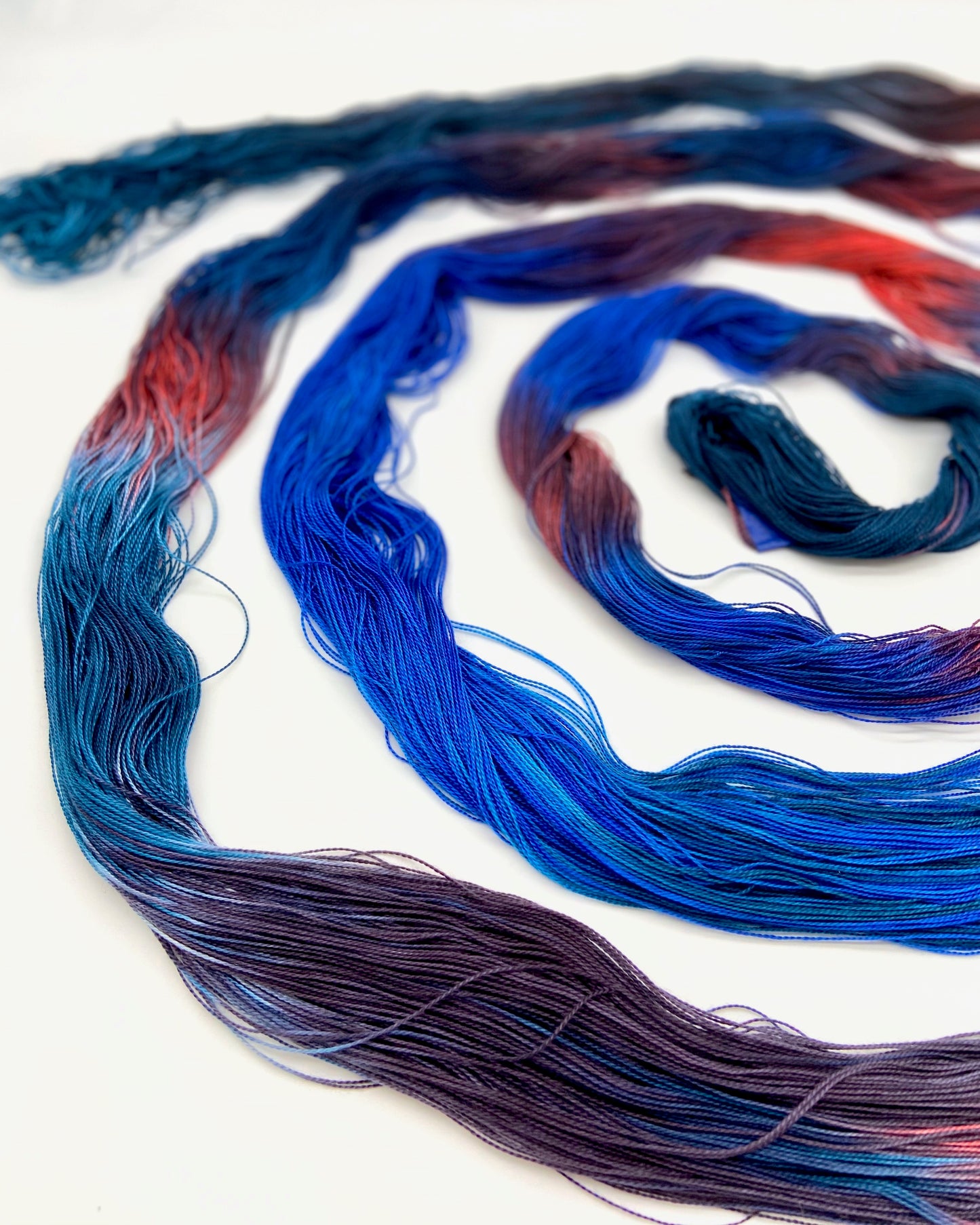 Hand Painted Warp: Tencel 5/2- Pukeko - Sydney Sogol, Hand dyed Yarn, hand-painted-warp-5-2-pukeko, Eco-friendly Yarn, Hand dyed warp, handpainted warp, tencel Warp, tencel yarn, warp, Weavin
