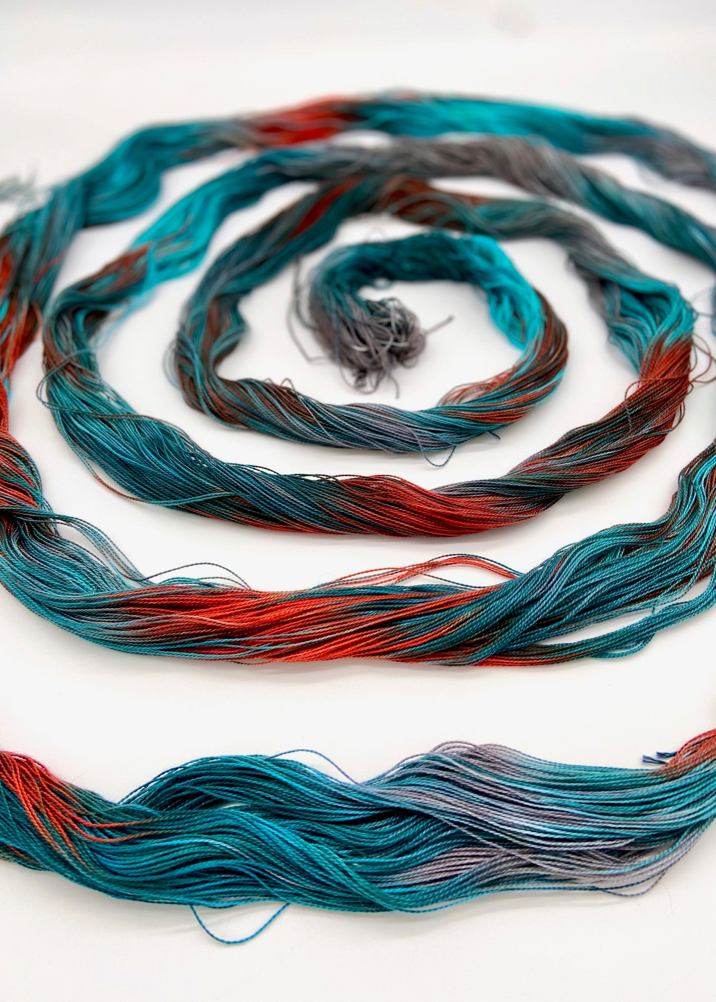 Hand Painted Warp: Tencel 8/2- Sacred Kingifisher - Sydney Sogol, Hand dyed Yarn, hand-painted-warp-8-2-sacred-kingifisher, eco-friendly yarn, hand dyed warp, handpainted warp, tencel warp, t