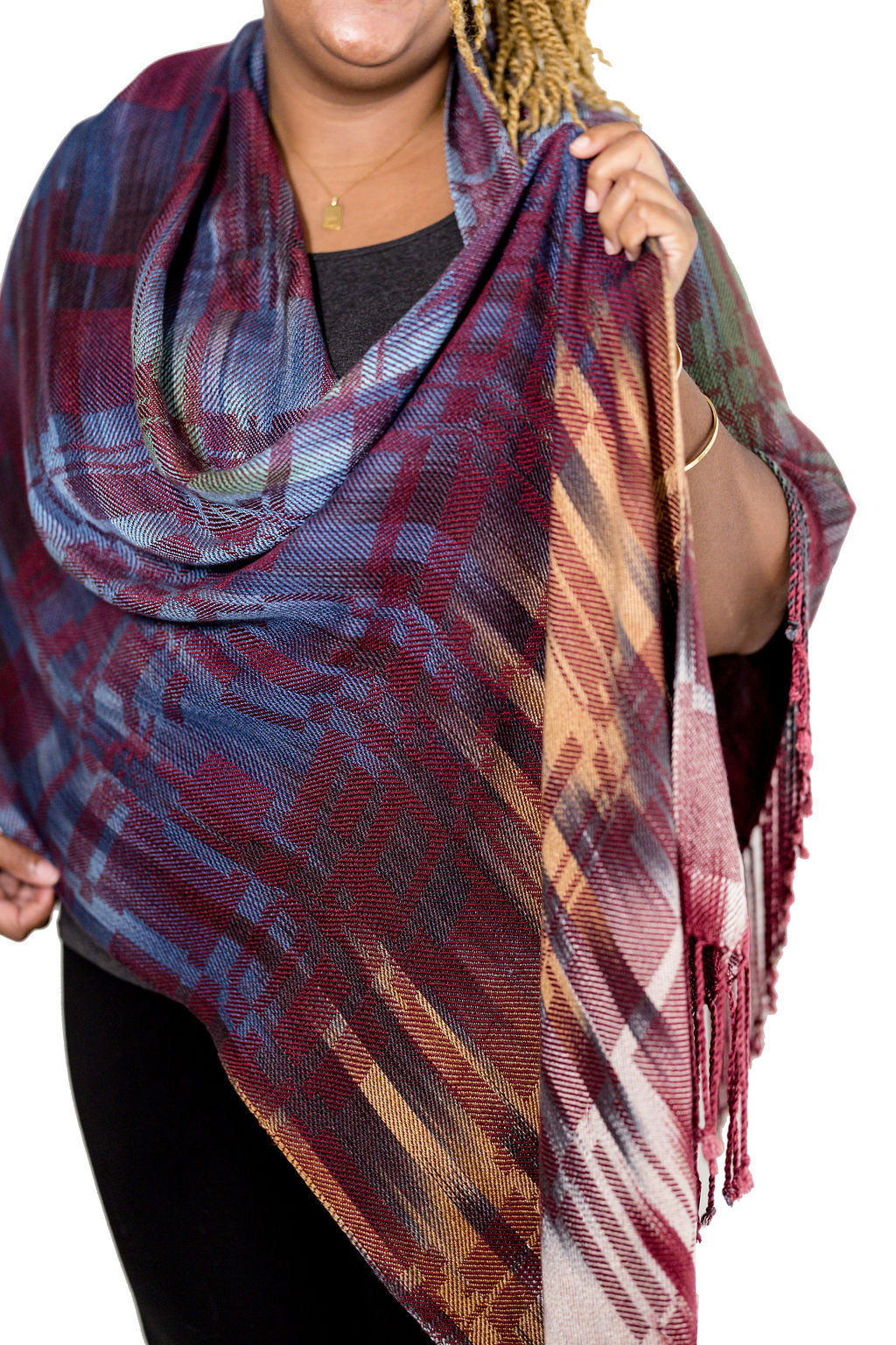 Wood Duck Tencel Shawl- Maroon