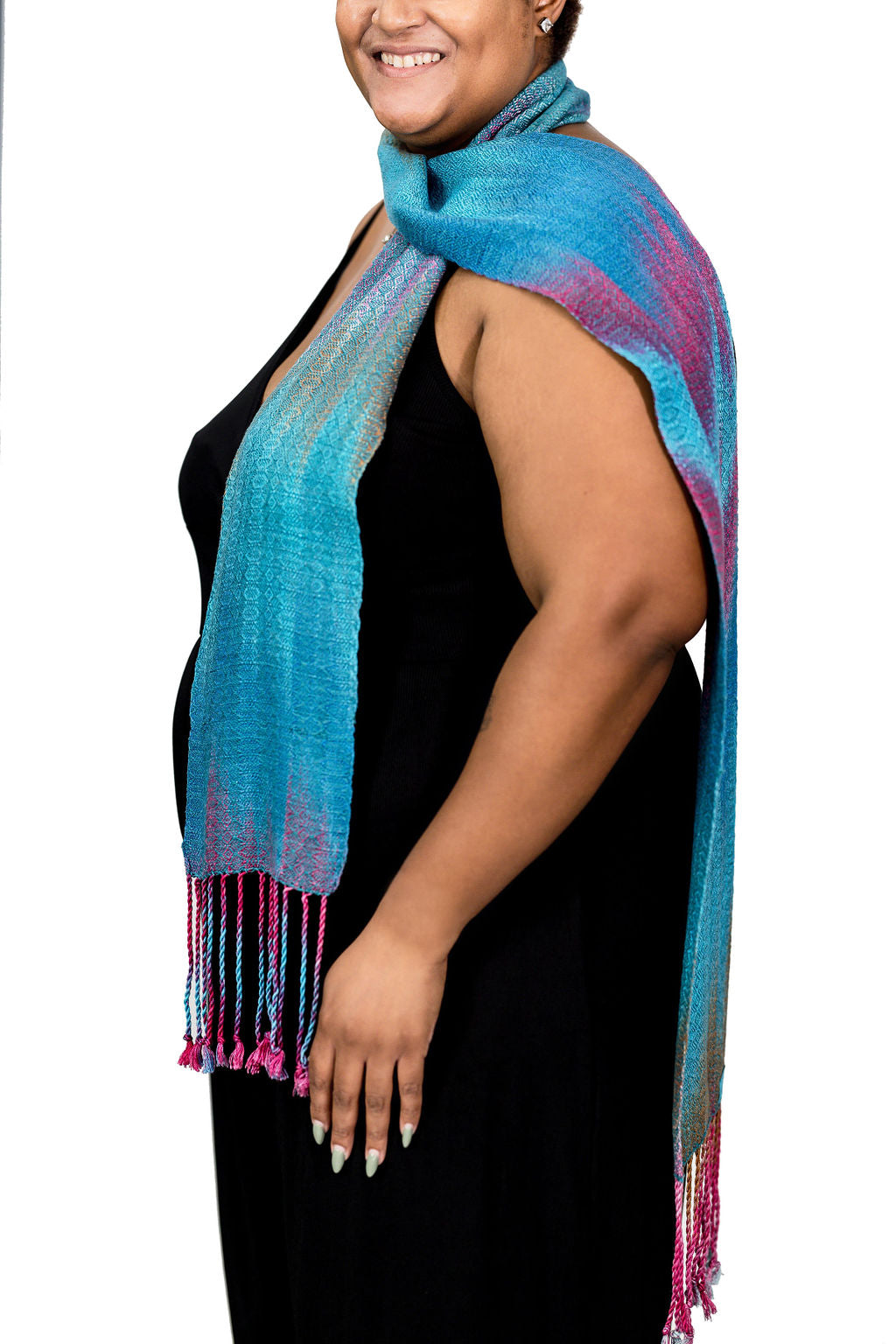 Lilac Breasted Roller V2 Tencel skinny Scarf- Kingfisher 1