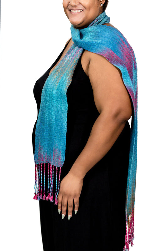 Lilac Breasted Roller V2 Tencel skinny Scarf- Kingfisher 1