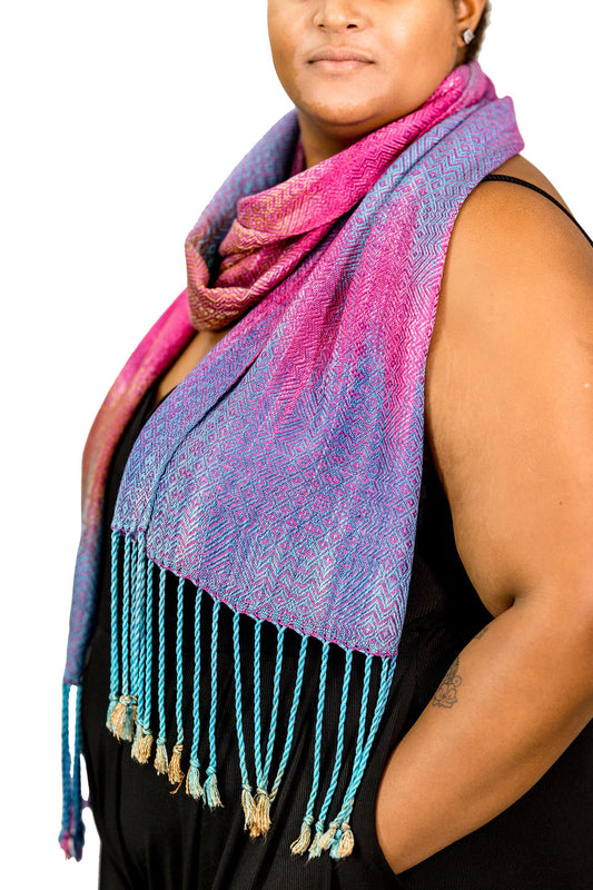 Lilac Breasted Roller V2 Tencel Scarf Classic-Raspberry
