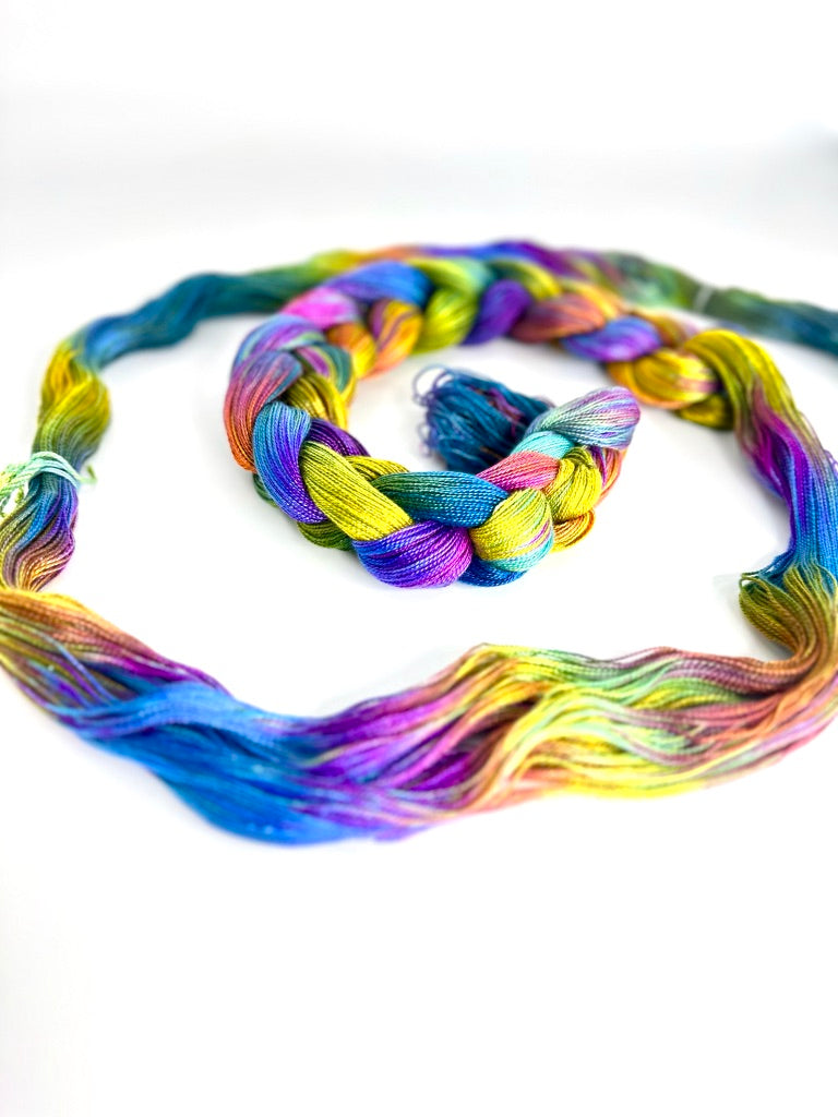 Hand Painted Warp: Tencel 8/2- Oriental Dwarf Kingfisher