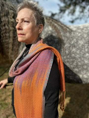 Jungle bird Tencel Skinny scarf- Pumpkin