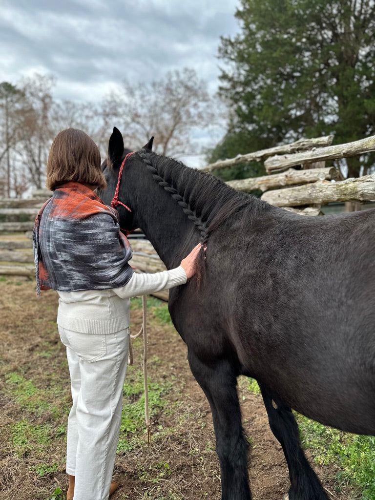 Harlequin Duck Tencel Shawl- Dark Grey