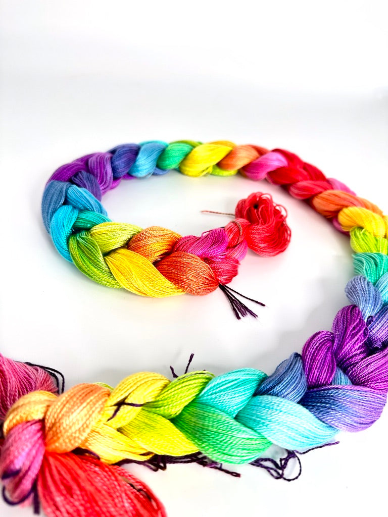 Hand Painted Warp: Tencel 8/2- Rainbow Lorikeet