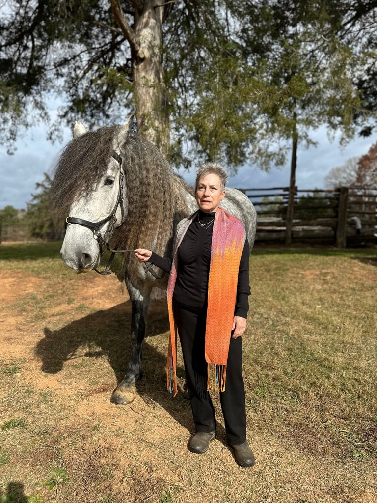 Jungle bird Tencel Skinny scarf- Pumpkin