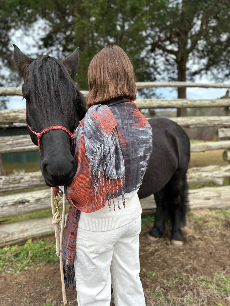 Harlequin Duck Tencel Shawl- Dark Grey