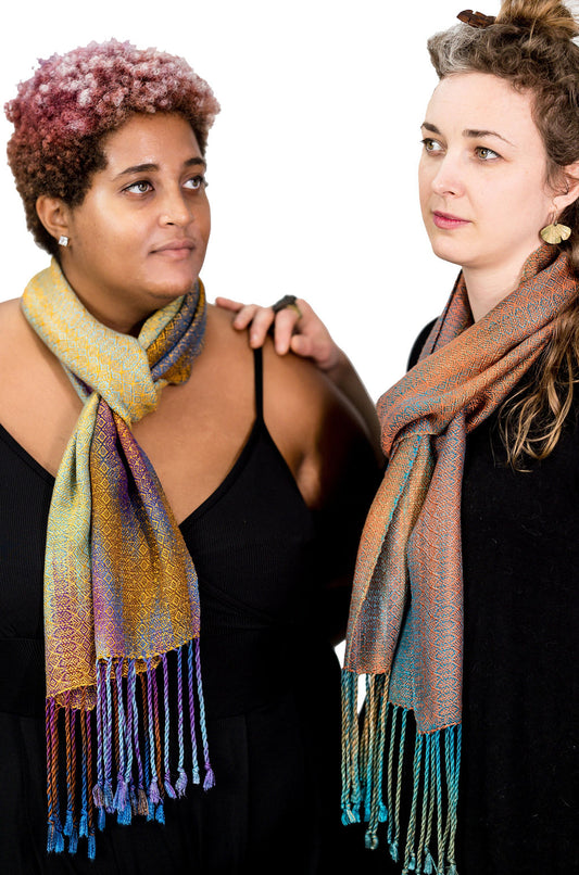 Lilac Breasted Roller V1 Tencel skinny Scarf- Golden