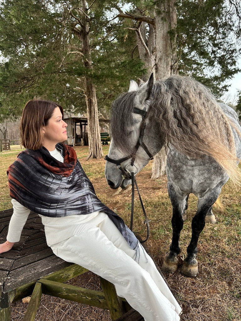 Harlequin Duck Tencel Shawl- Raven