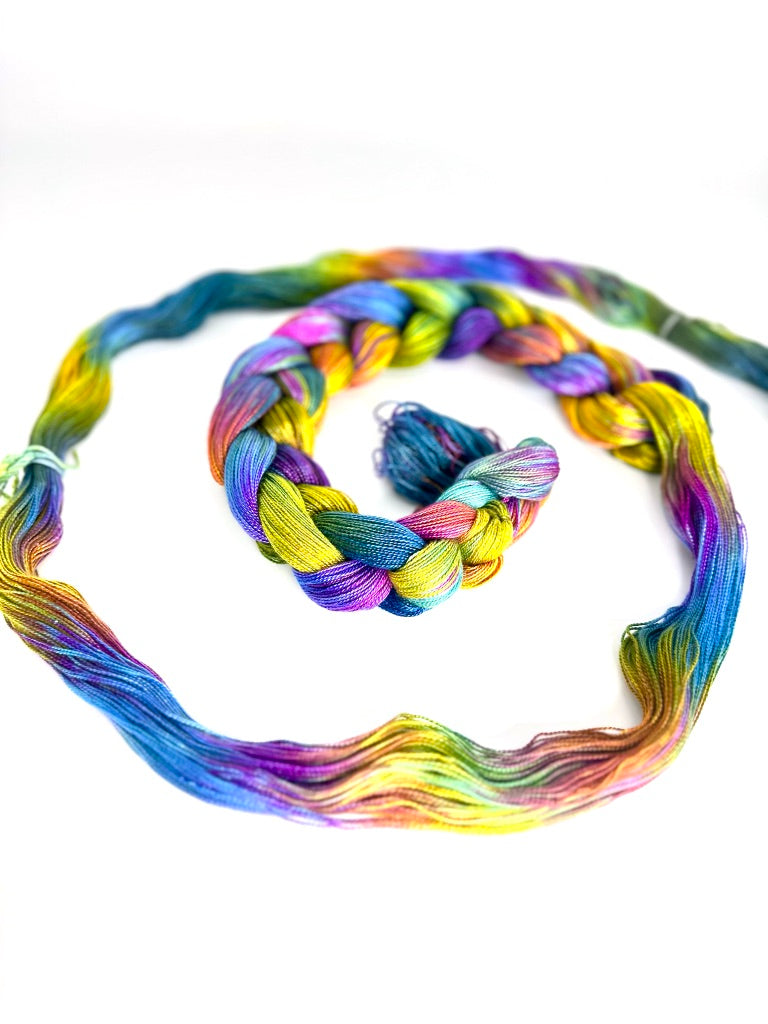 Hand Painted Warp: Tencel 8/2- Oriental Dwarf Kingfisher