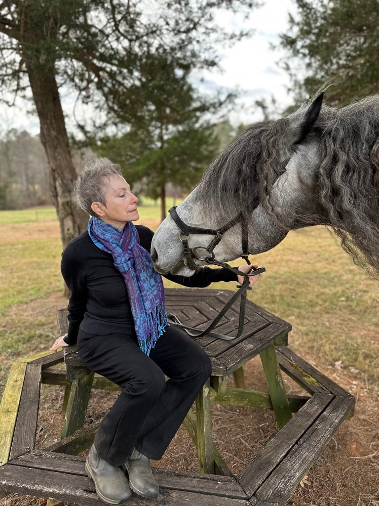 Peacock Pheasant Classic tencel scarf- Warm purple