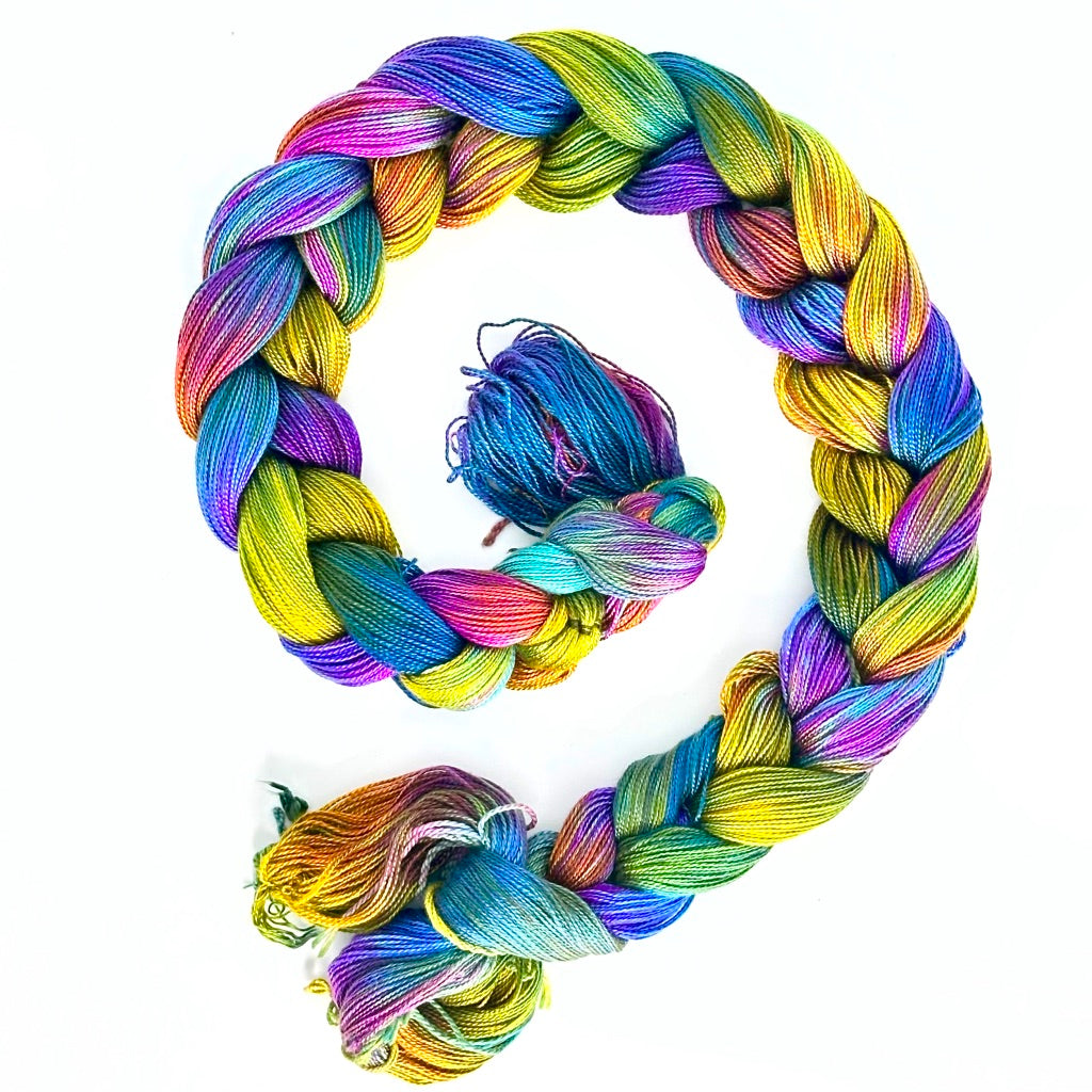 Hand Painted Warp: Tencel 8/2- Oriental Dwarf Kingfisher