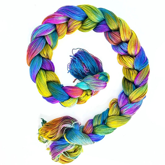 Hand Painted Warp: Tencel 8/2- Oriental Dwarf Kingfisher