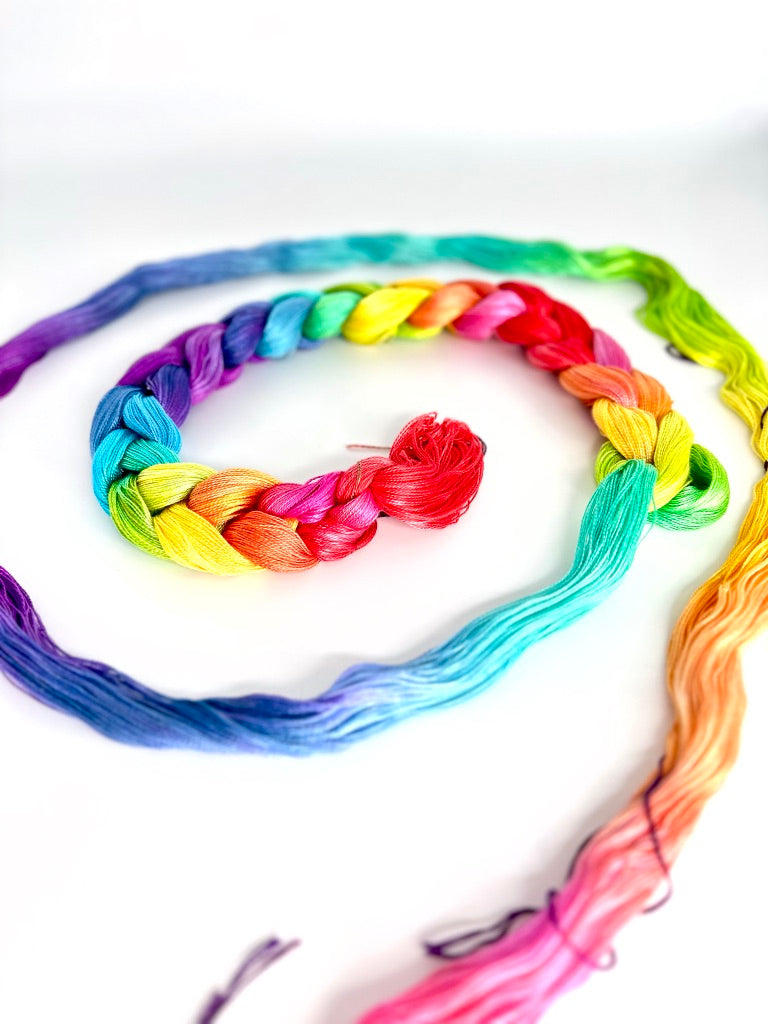 Hand Painted Warp: Tencel 8/2- Rainbow Lorikeet