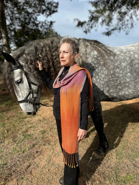 Jungle bird Tencel Skinny scarf- Pumpkin