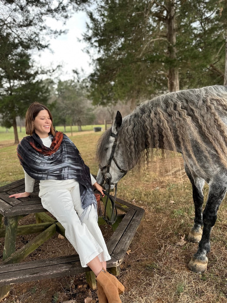 Harlequin Duck Tencel Shawl- Raven