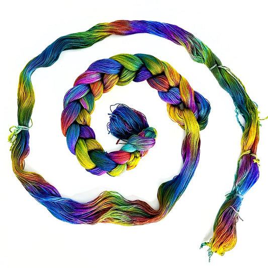 Hand Painted Warp: Tencel 5/2- Oriental Dwarf Kingfisher