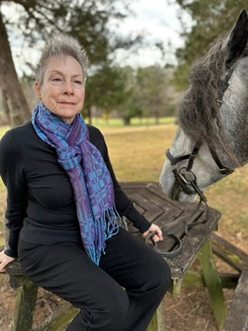 Peacock Pheasant Classic tencel scarf- Purple Martin