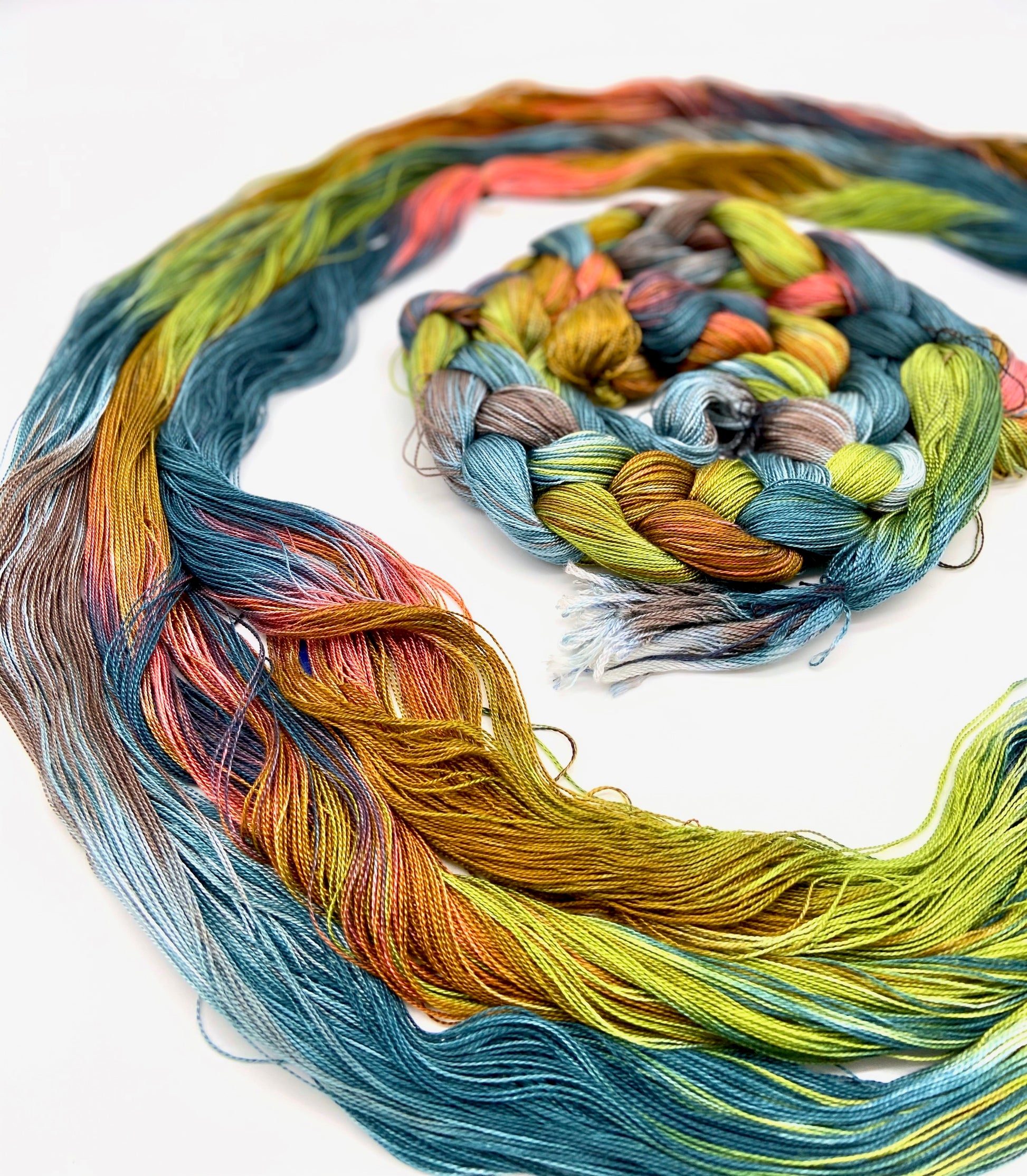 Hand painted Warp:Tencel 8/2 -KEA - Sydney Sogol, Hand dyed Yarn, hans-painted-warp-tencel-8-2-kea, Eco-friendly Yarn, Hand dyed warp, handpainted warp, tencel Warp, tencel yarn, warp, Weavin