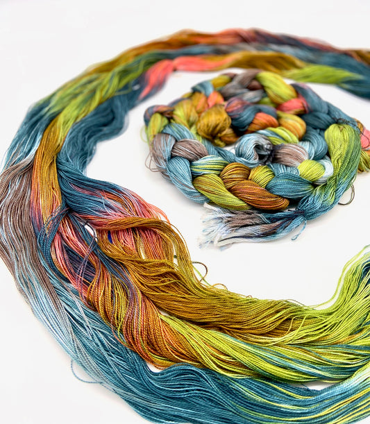 Hand painted Warp:Tencel 8/2 -KEA - Sydney Sogol, Hand dyed Yarn, hans-painted-warp-tencel-8-2-kea, Eco-friendly Yarn, Hand dyed warp, handpainted warp, tencel Warp, tencel yarn, warp, Weavin