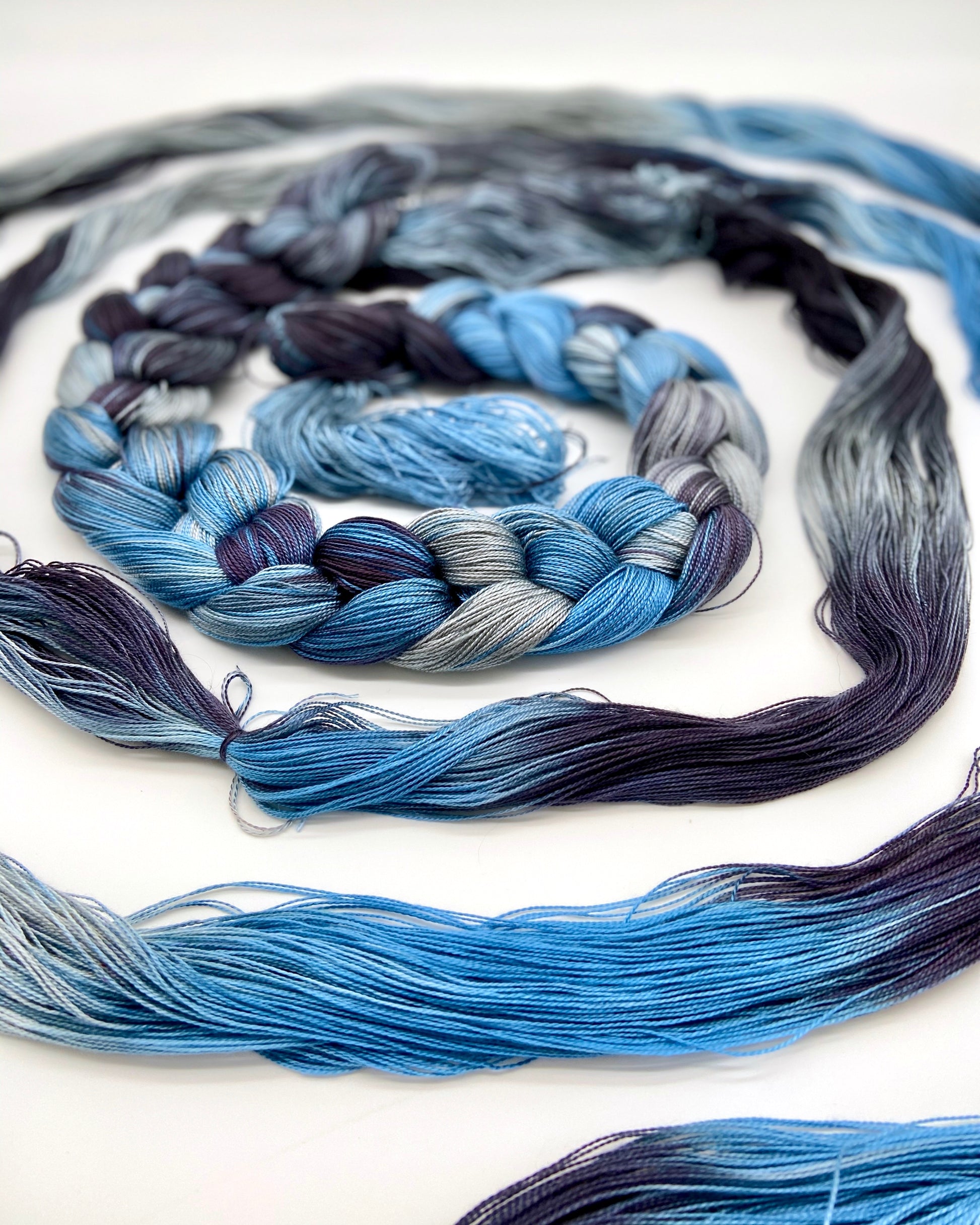 Hand Painted Warp:Tencel 5/2- Kokako - Sydney Sogol, Hand dyed Yarn, hand-painted-tencel-5-2-kokako, Eco-friendly Yarn, Hand dyed warp, handpainted warp, tencel Warp, tencel yarn, warp, Weavi