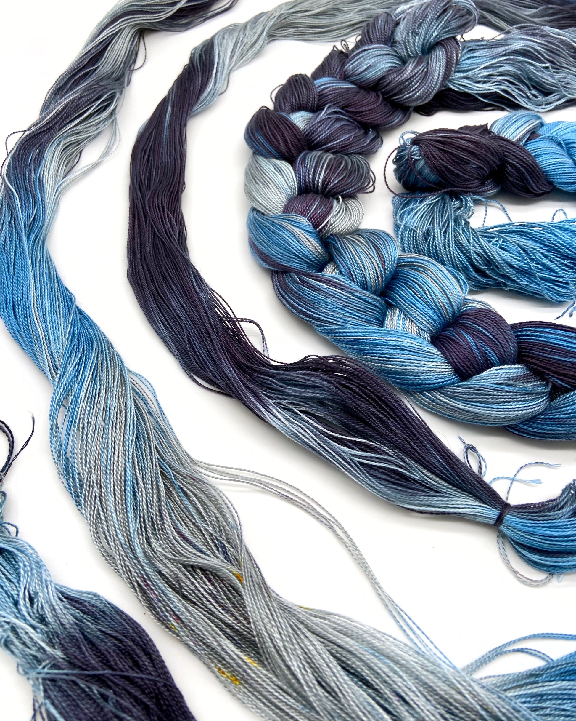 Hand Painted Warp:Tencel 5/2- Kokako - Sydney Sogol, Hand dyed Yarn, hand-painted-tencel-5-2-kokako, Eco-friendly Yarn, Hand dyed warp, handpainted warp, tencel Warp, tencel yarn, warp, Weavi