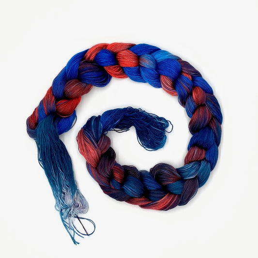 Hand Painted Warp: Tencel 5/2- Pukeko - Sydney Sogol, Hand dyed Yarn, hand-painted-warp-5-2-pukeko, Eco-friendly Yarn, Hand dyed warp, handpainted warp, tencel Warp, tencel yarn, warp, Weavin