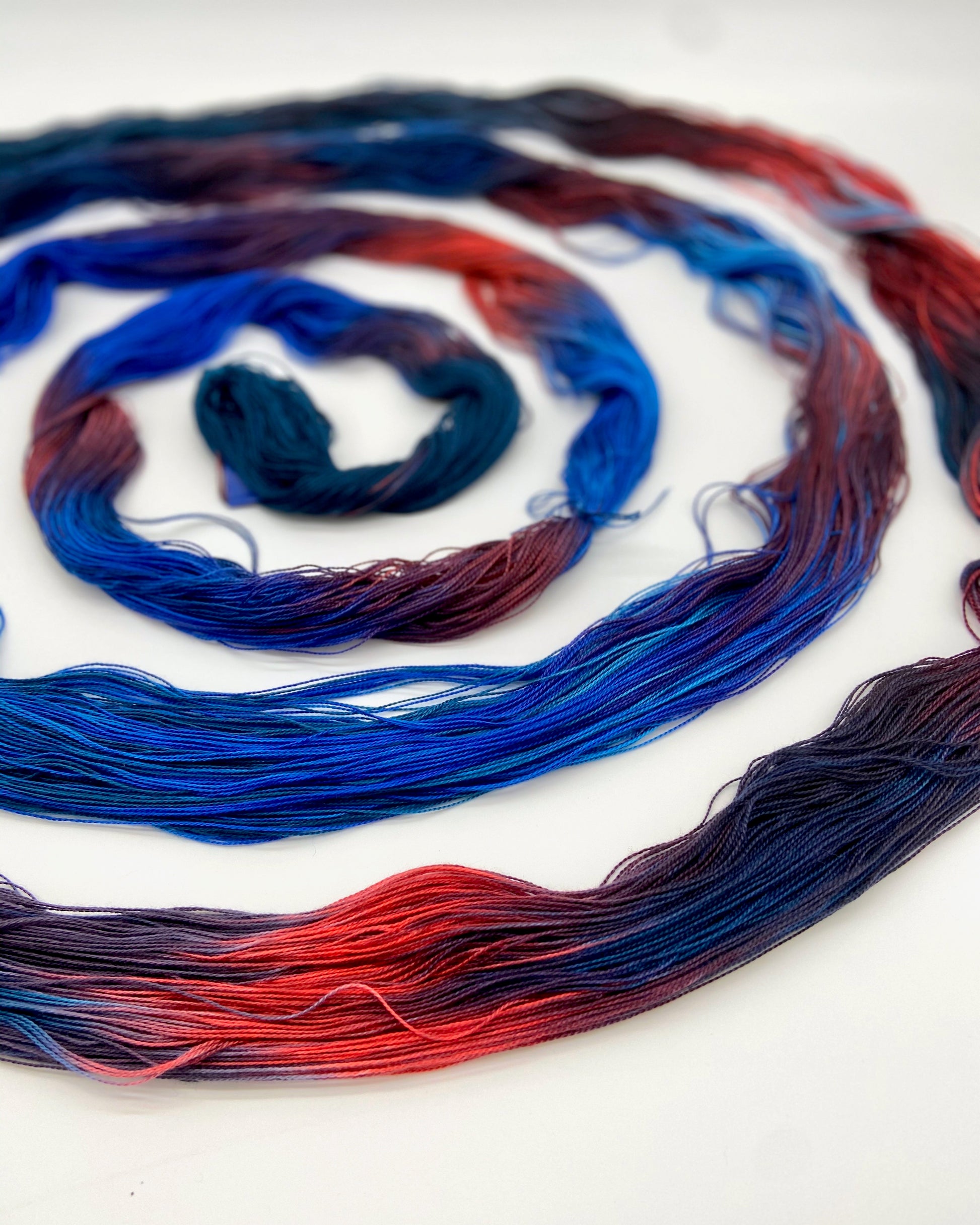 Hand Painted Warp: Tencel 5/2- Pukeko - Sydney Sogol, Hand dyed Yarn, hand-painted-warp-5-2-pukeko, Eco-friendly Yarn, Hand dyed warp, handpainted warp, tencel Warp, tencel yarn, warp, Weavin