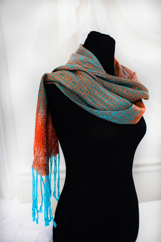 Sacred Kingfisher Skinny Scarf- Tangerine