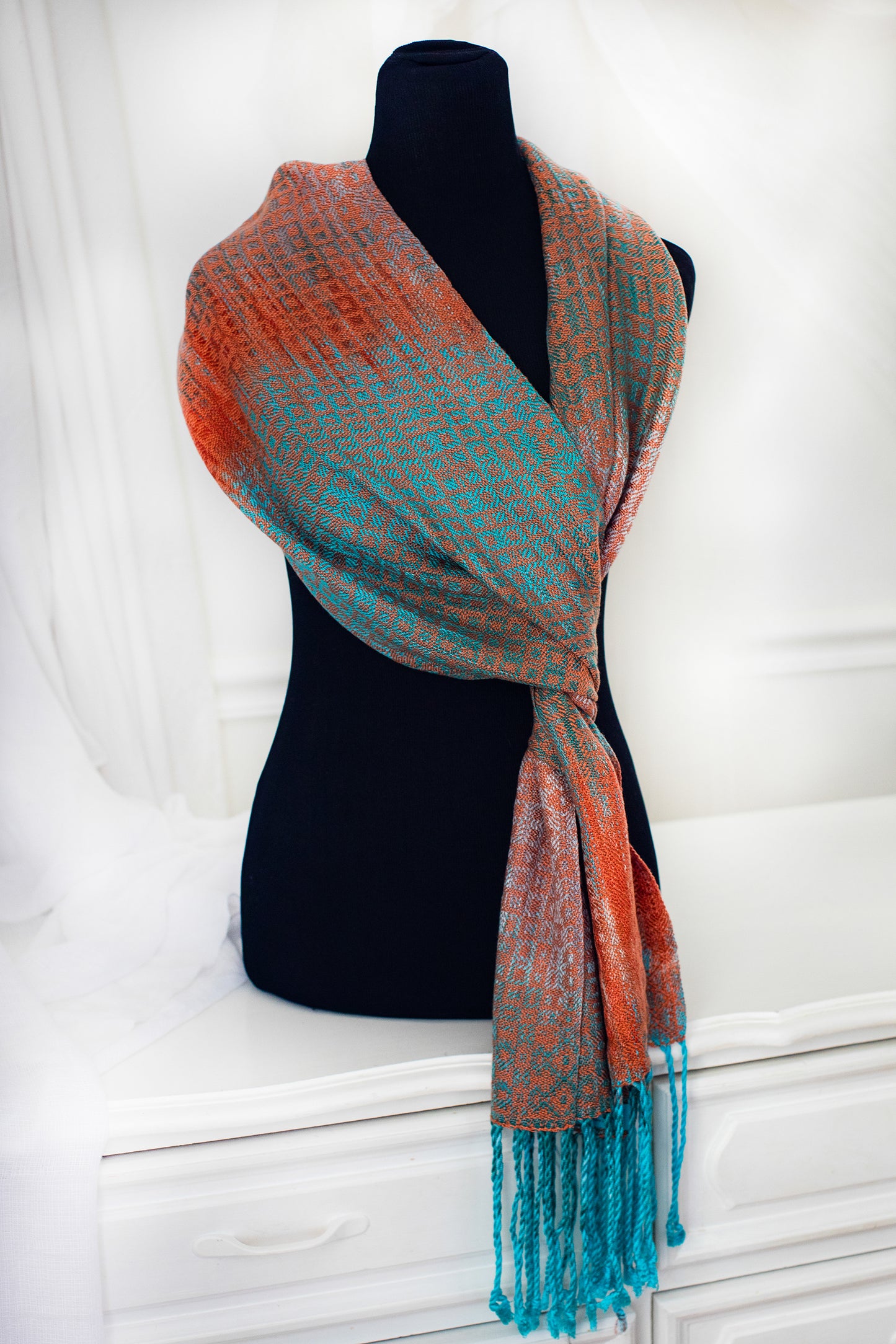 Sacred Kingfisher Classic Tencel Scarf- Tangerine