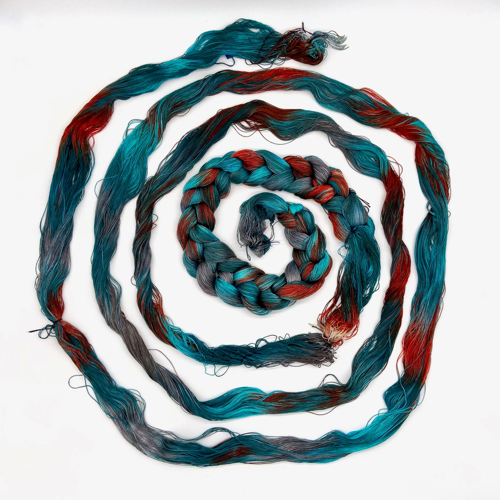 Hand Painted Warp: Tencel 8/2- Sacred Kingifisher - Sydney Sogol, Hand dyed Yarn, hand-painted-warp-8-2-sacred-kingifisher, eco-friendly yarn, hand dyed warp, handpainted warp, tencel warp, t