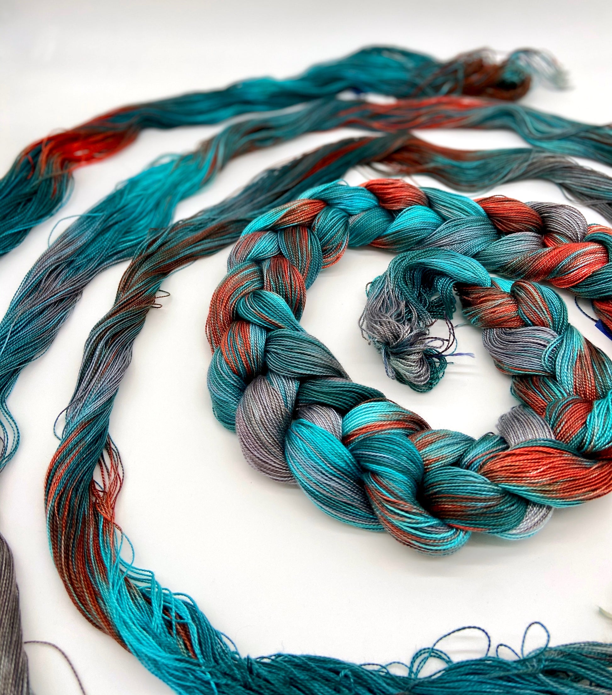 Hand Painted Warp: Tencel 8/2- Sacred Kingifisher - Sydney Sogol, Hand dyed Yarn, hand-painted-warp-8-2-sacred-kingifisher, eco-friendly yarn, hand dyed warp, handpainted warp, tencel warp, t