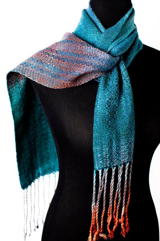 Sacred Kingifisher Skinny Tencel Scarf- Drk Teal