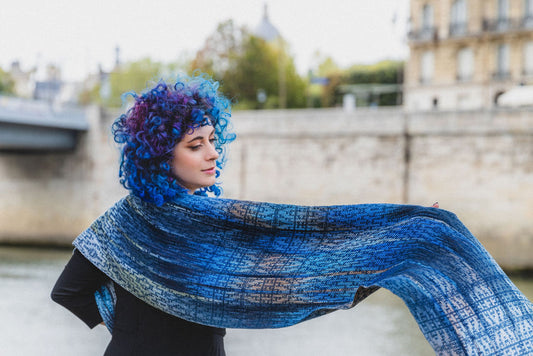 Silver Breasted Broadbill Classic Scarf - Modern Geometric Navy