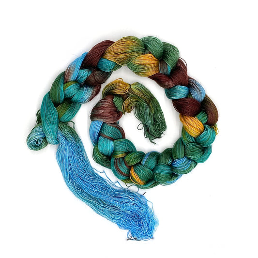 Hand Painted Warp: Tencel 5/2- Tui - Sydney Sogol, Hand dyed Yarn, hand-painted-warp-5-2-tui, Eco-Friendly Yarn, hand dyed warp, handpainted warp, Tencel warp, tencel yarn, warp, weaving yarn