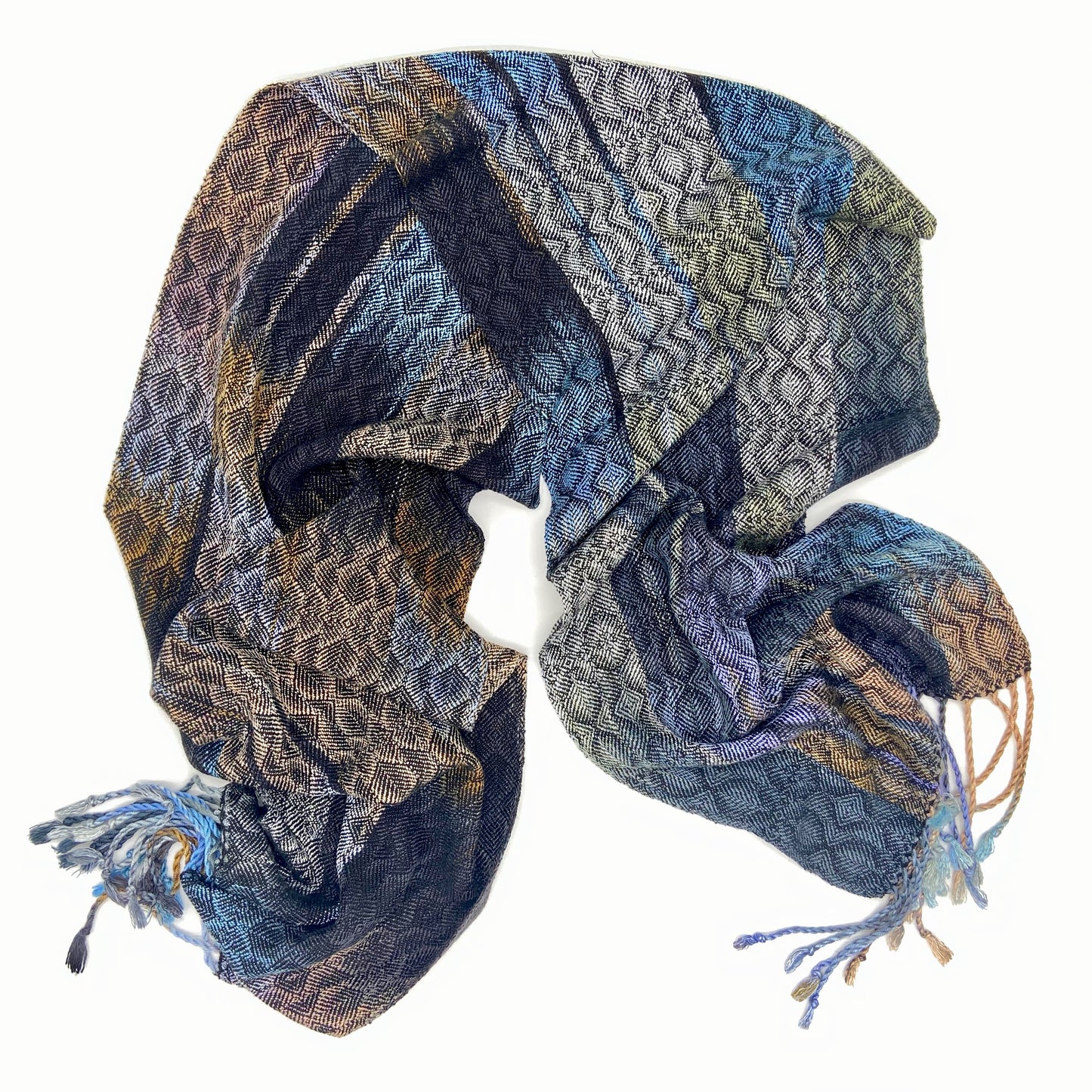 Silver Breasted Broadbill Classic Scarf - Modern Geometric Black